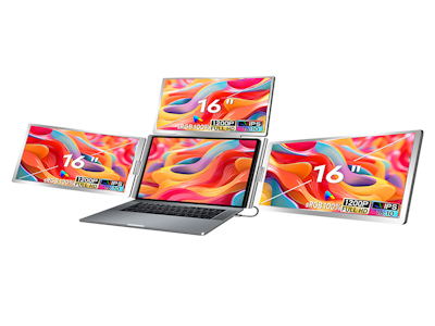 16-inch Triple Portable Monitor Usb C Screen Extender Display For 2 Business Gaming Monitors Plug And Play Mobile Workstation