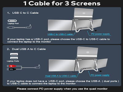 15.6 Inch Oem/odm Folding Monitor 1 Cable For 3 Screens Led Backlight Desktop Portable Laptop Monitor For Windows