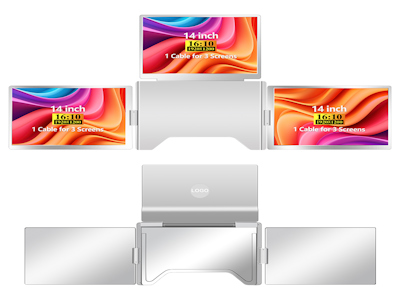 New Model S780 One Cable Usb Monitor 14 Inch Quad Monitor With Three Displays All In One Screen Extension For Laptop