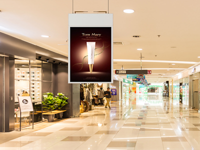 43 55 Inch Hanging Dual Screen Transparent Advertisement Advertising Totem Double Sided Shop Ceiling Digital Signage Kiosk